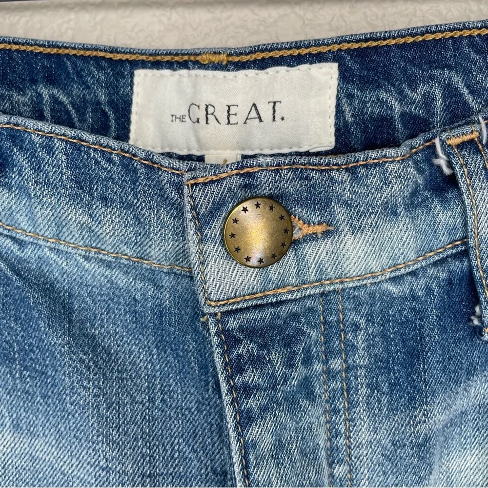 THE GREAT. The Slack Straight Jeans Size 28 Ragtime Destroy Button Fly - Picture 5 of 9
